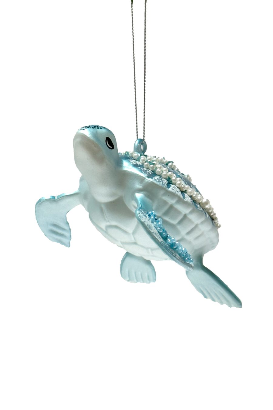 Blue Glass Hanging Turtle Ornament