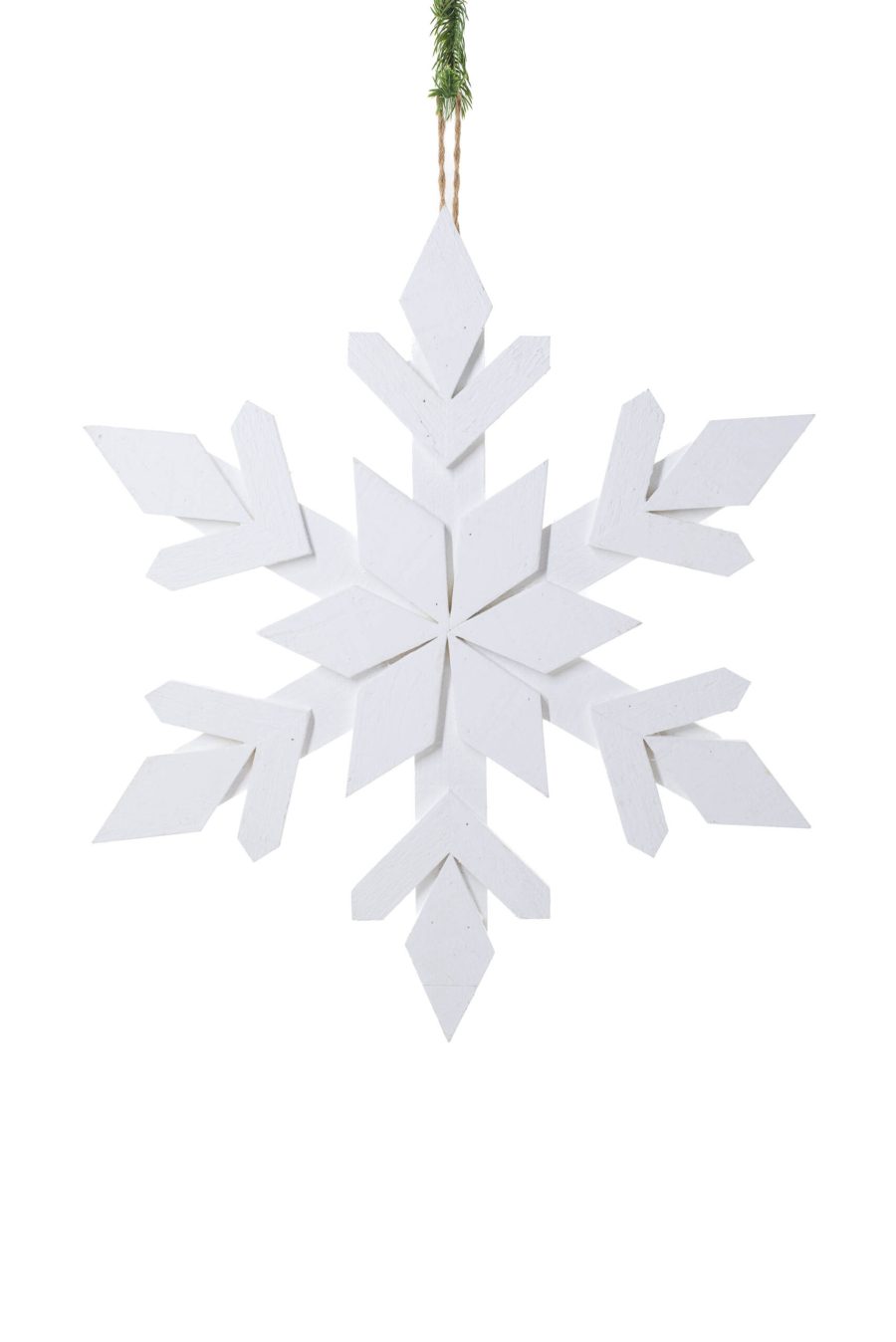 White Wood Hanging Large Snowflake