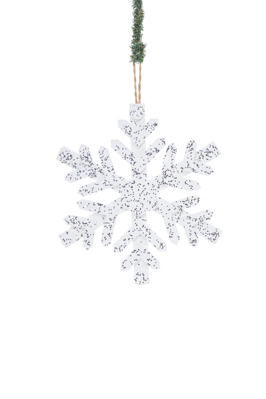 White Wood Hanging Classic Snowflake