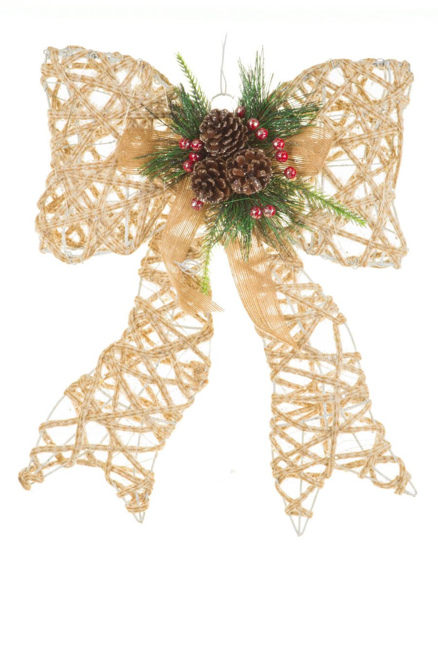Hanging Beige and Green Luminant Warm White LED Christmas Star