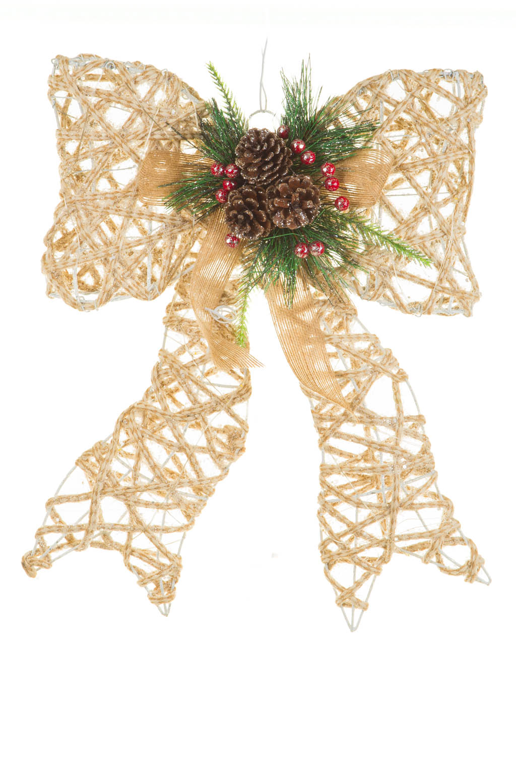 Hanging Beige and Green Luminant Warm White LED Christmas Star