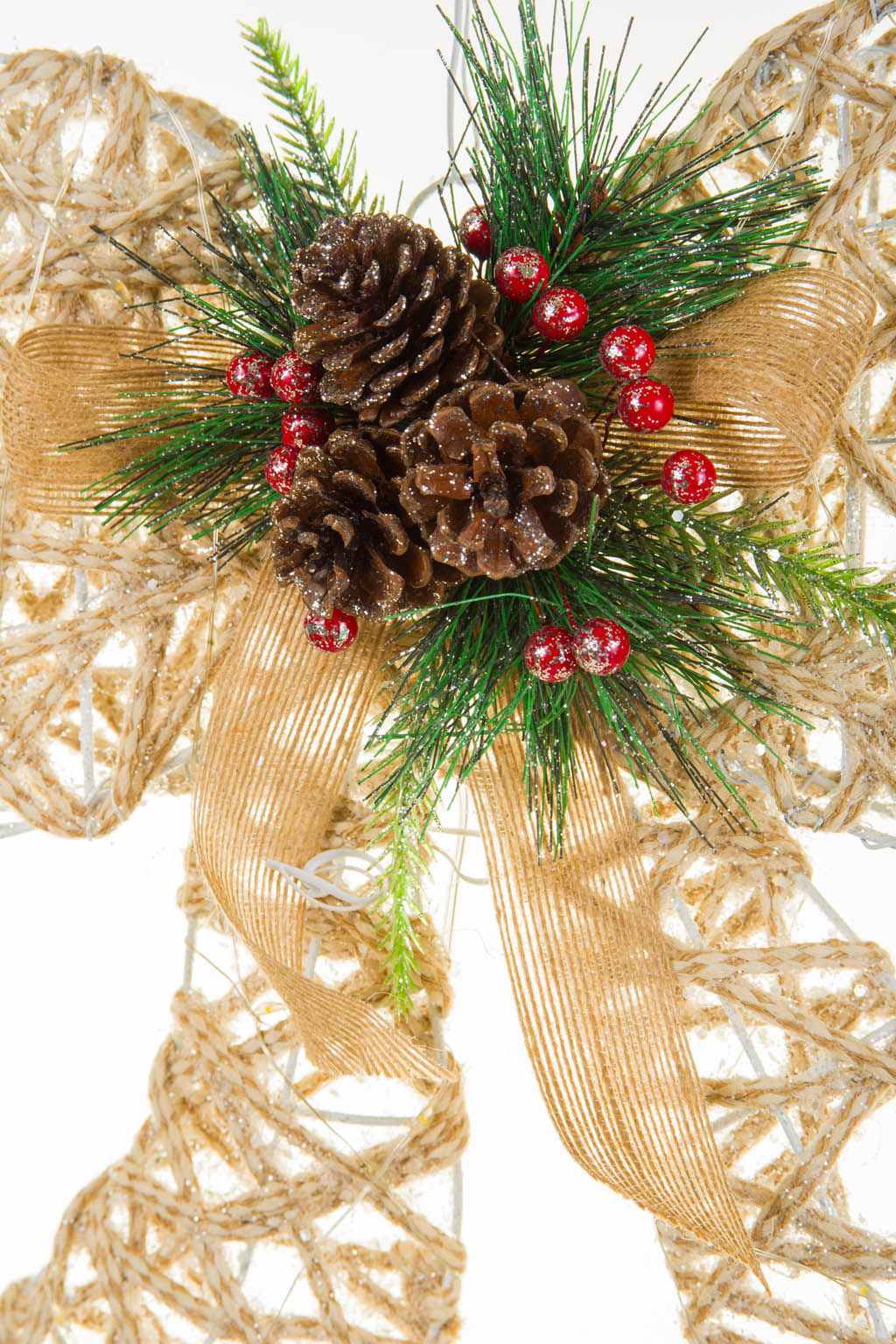 Hanging Beige and Green Luminant Warm White LED Christmas Star - Image 3