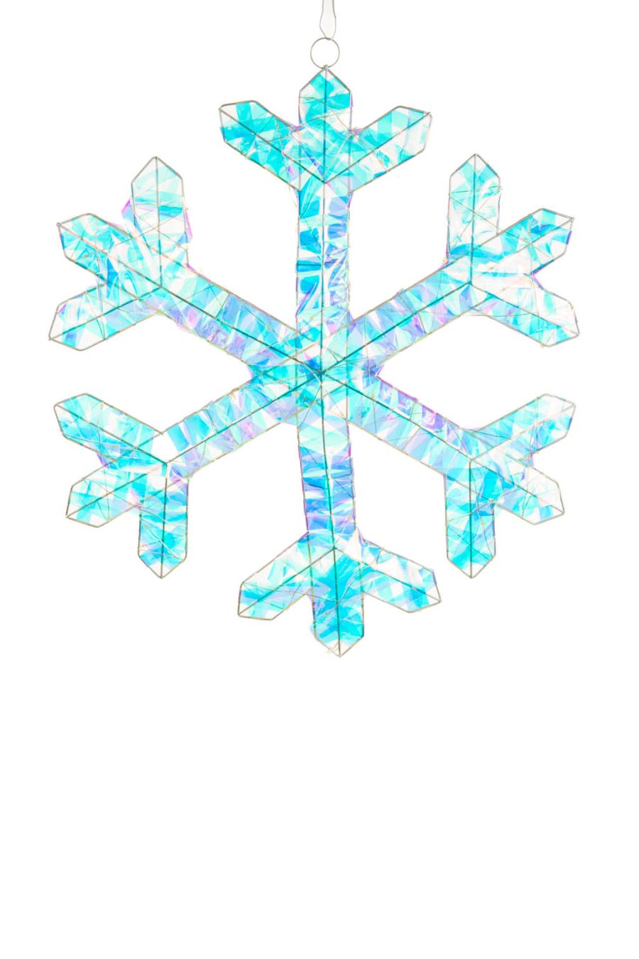 Hanging Silver and Pastel Snowflake Pastel Snowflake Warm White LED Accent