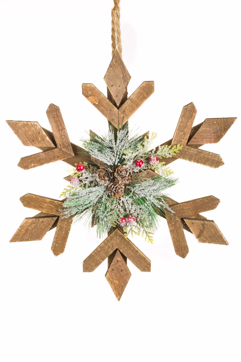 Brown Rustic Snowflake Hanging Accent