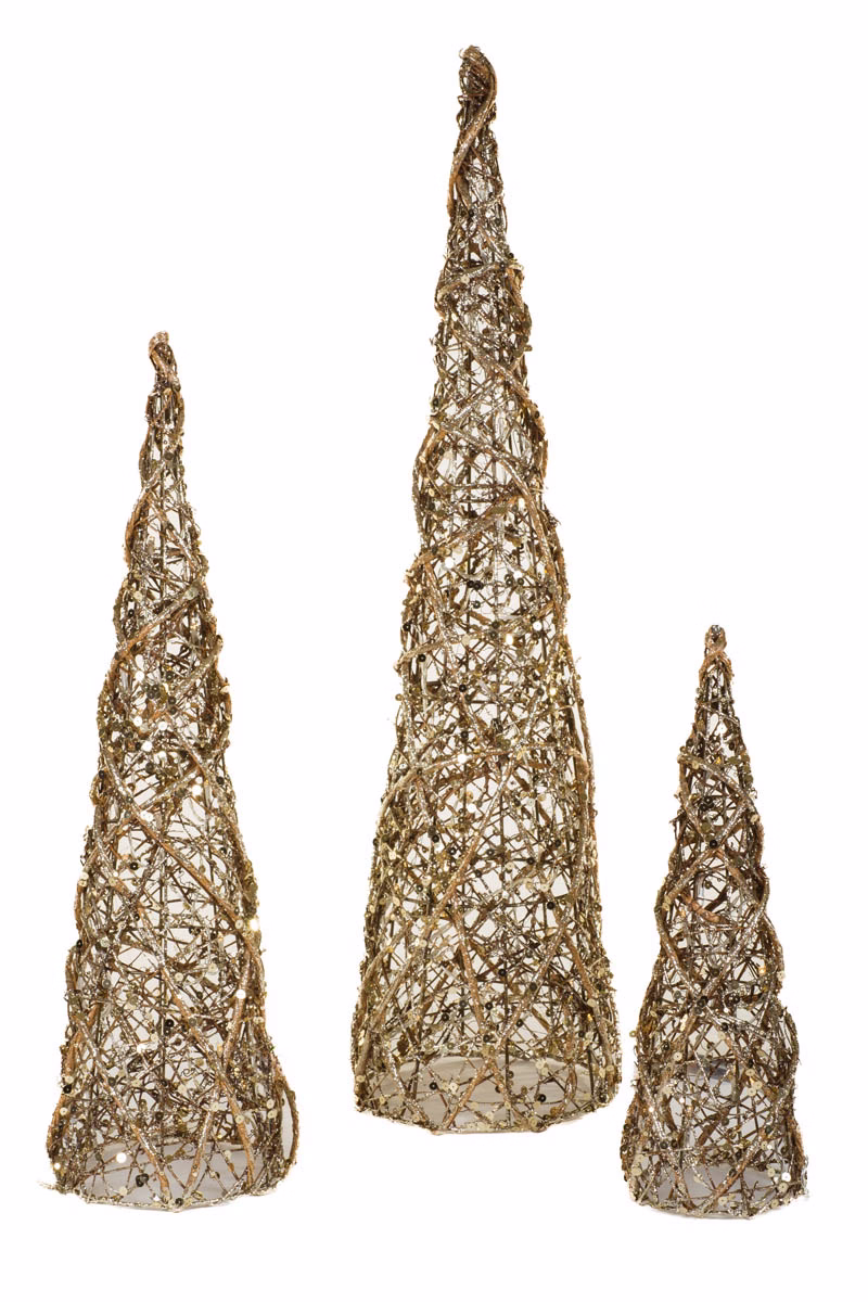 Gold Cone Tree LED Accents