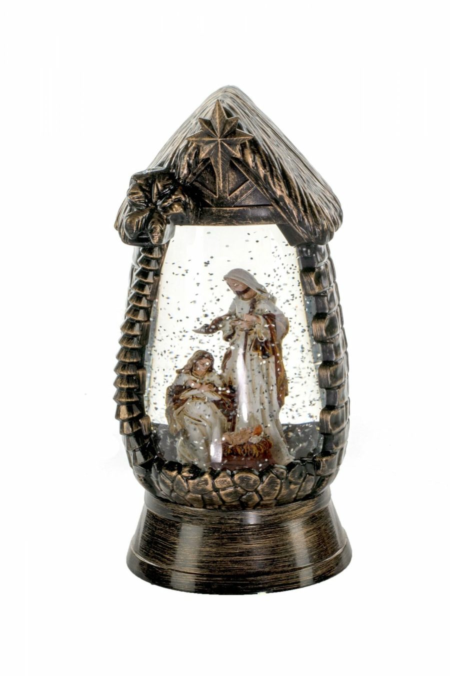 Gold Ornate Manger LED Snow Globe