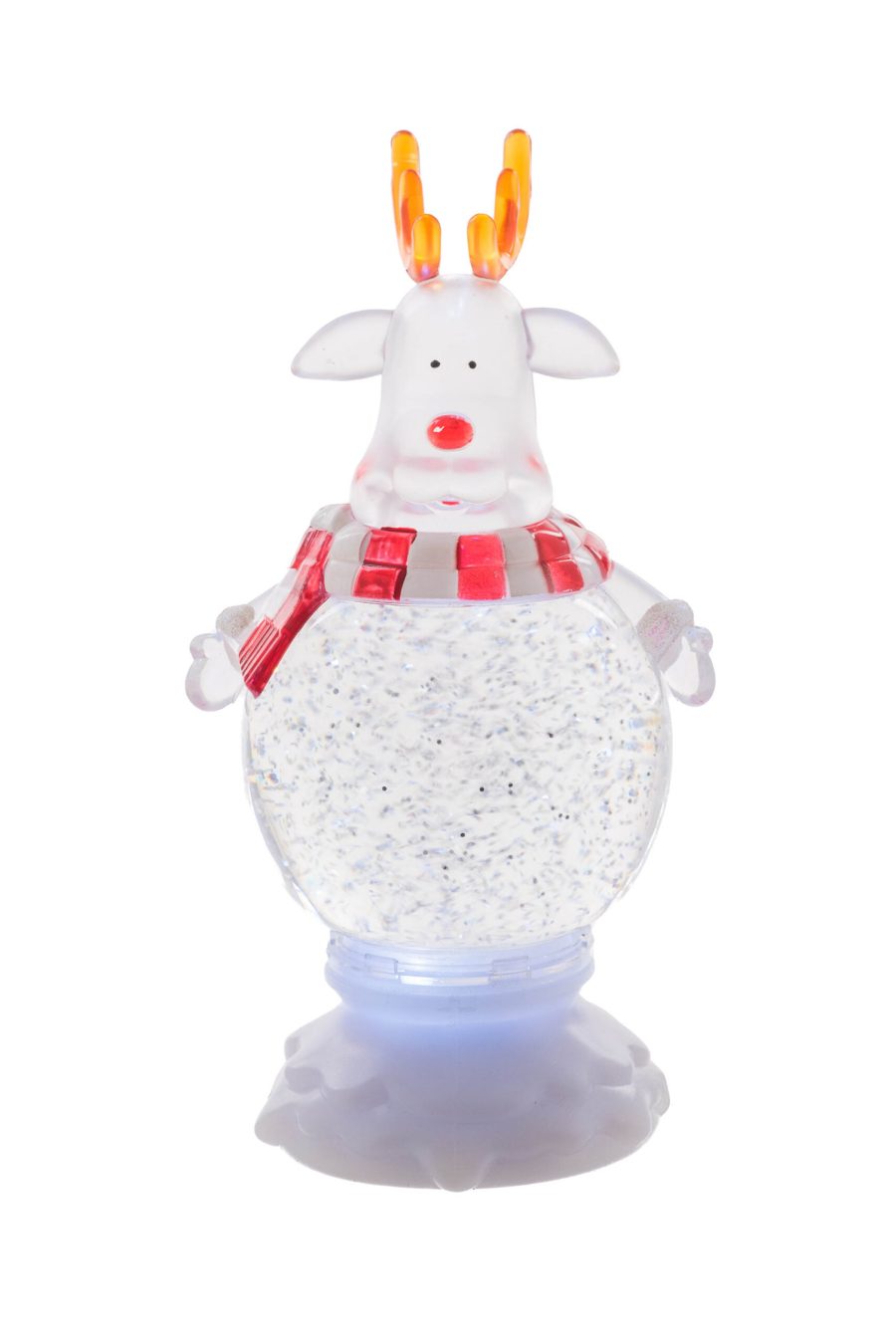Clear Reindeer LED Snow Globe with Swirling Glitter