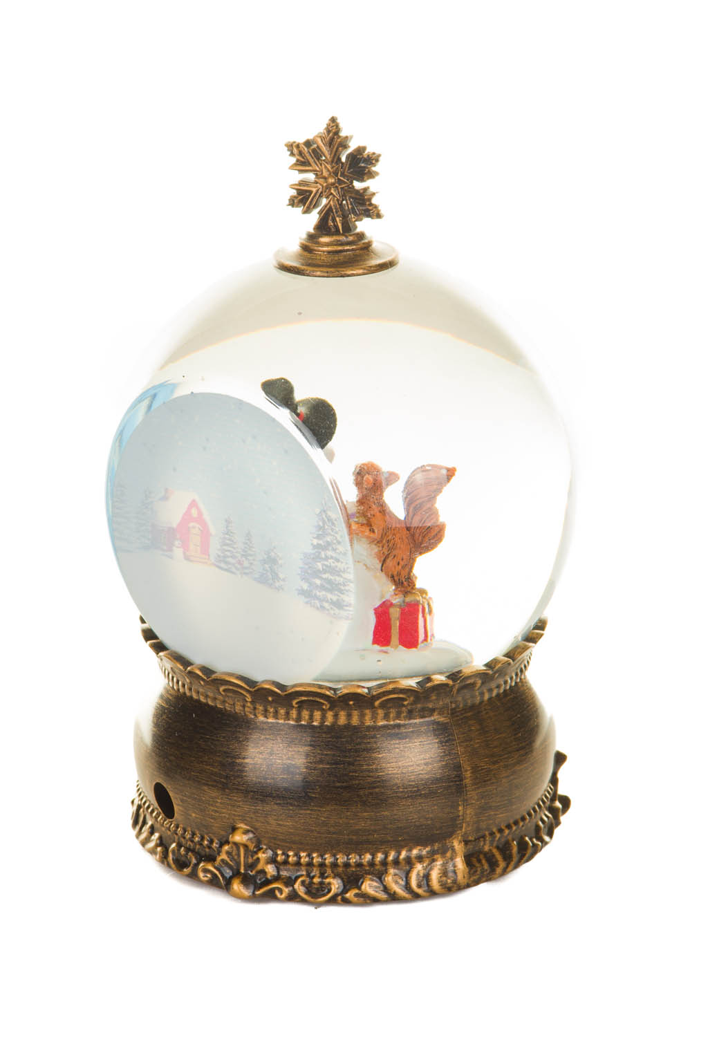 Brass Snowman'S Bauble Warm White LED Snow Globe with Swirling Glitter - Image 3