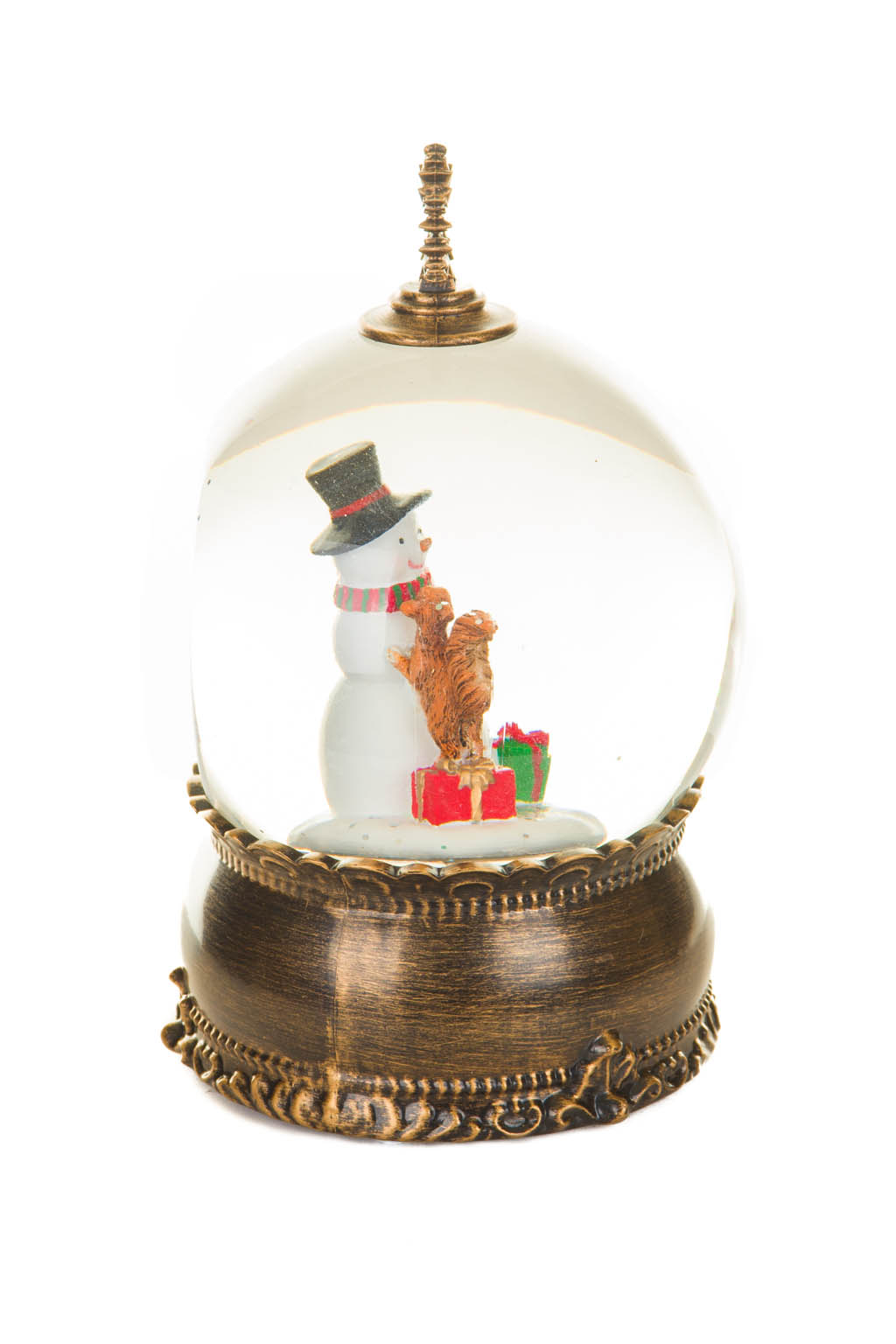 Brass Snowman'S Bauble Warm White LED Snow Globe with Swirling Glitter - Image 4