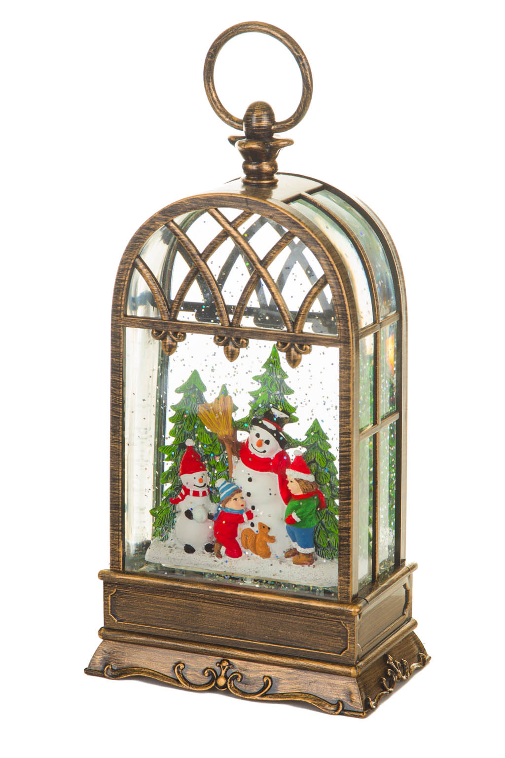 Brass Snowman'S Birdcage Warm White LED Snow Globe with Swirling Glitter - Image 2