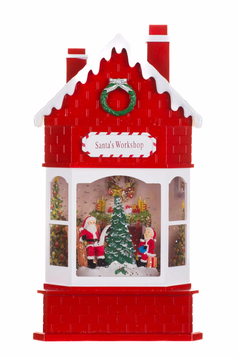 Red Santa's Workshop Snow Globe