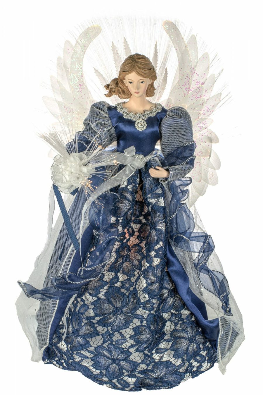 Blue Large Modern Fiber Optic Angel Tree topper