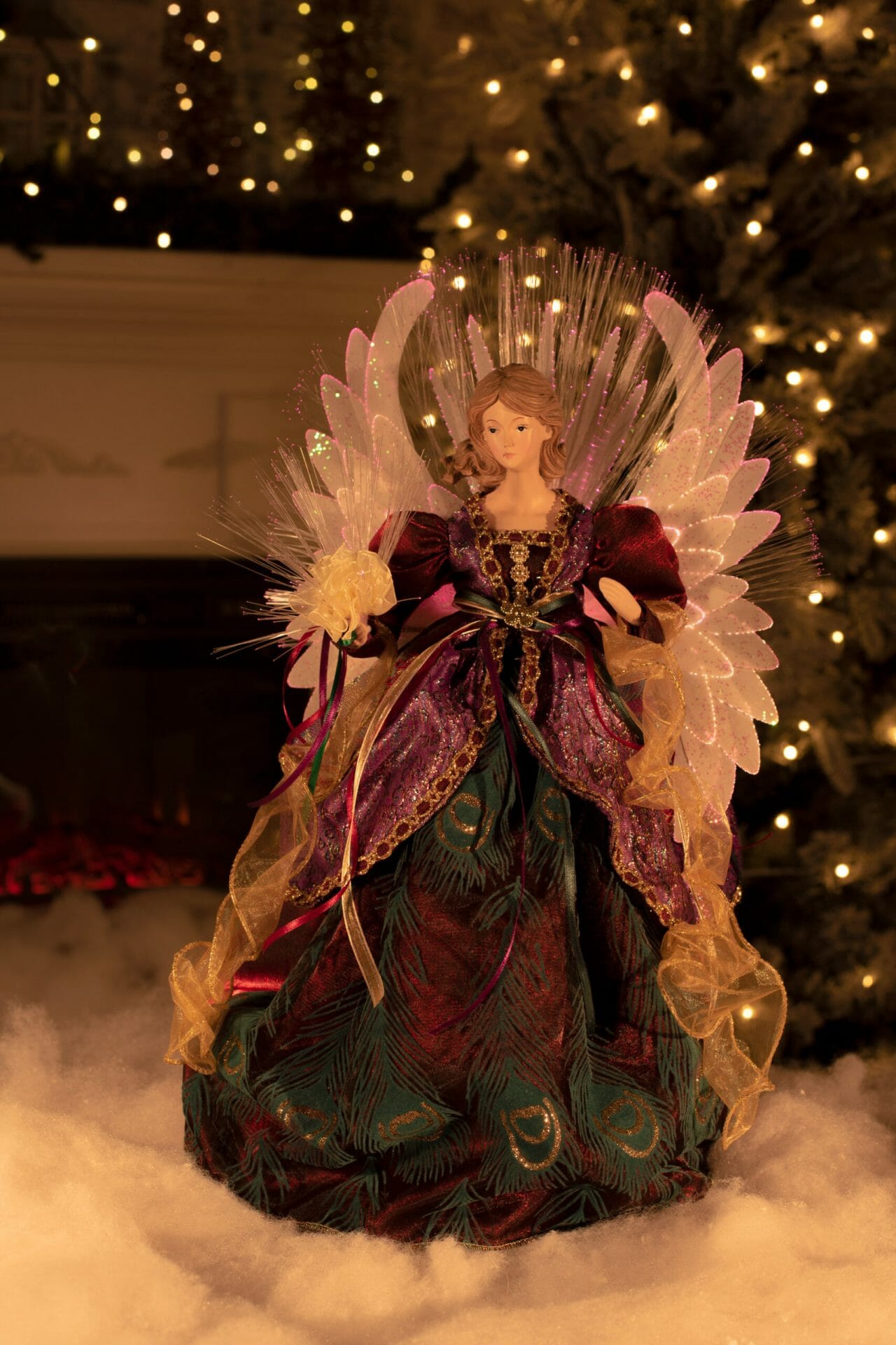 Peacock Large Modern Fiber Optic Angel Tree topper - Image 5