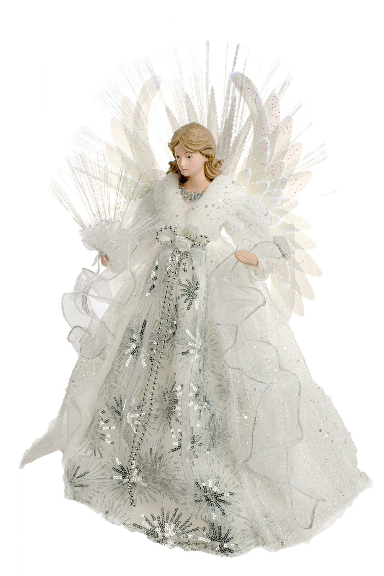 White Large Modern Fiber Optic Angel Tree topper - Image 2