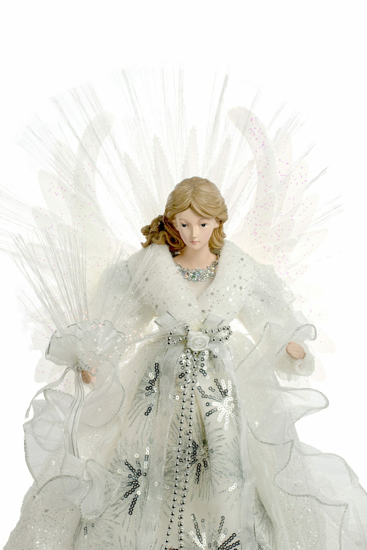White Large Modern Fiber Optic Angel Tree topper - Image 4