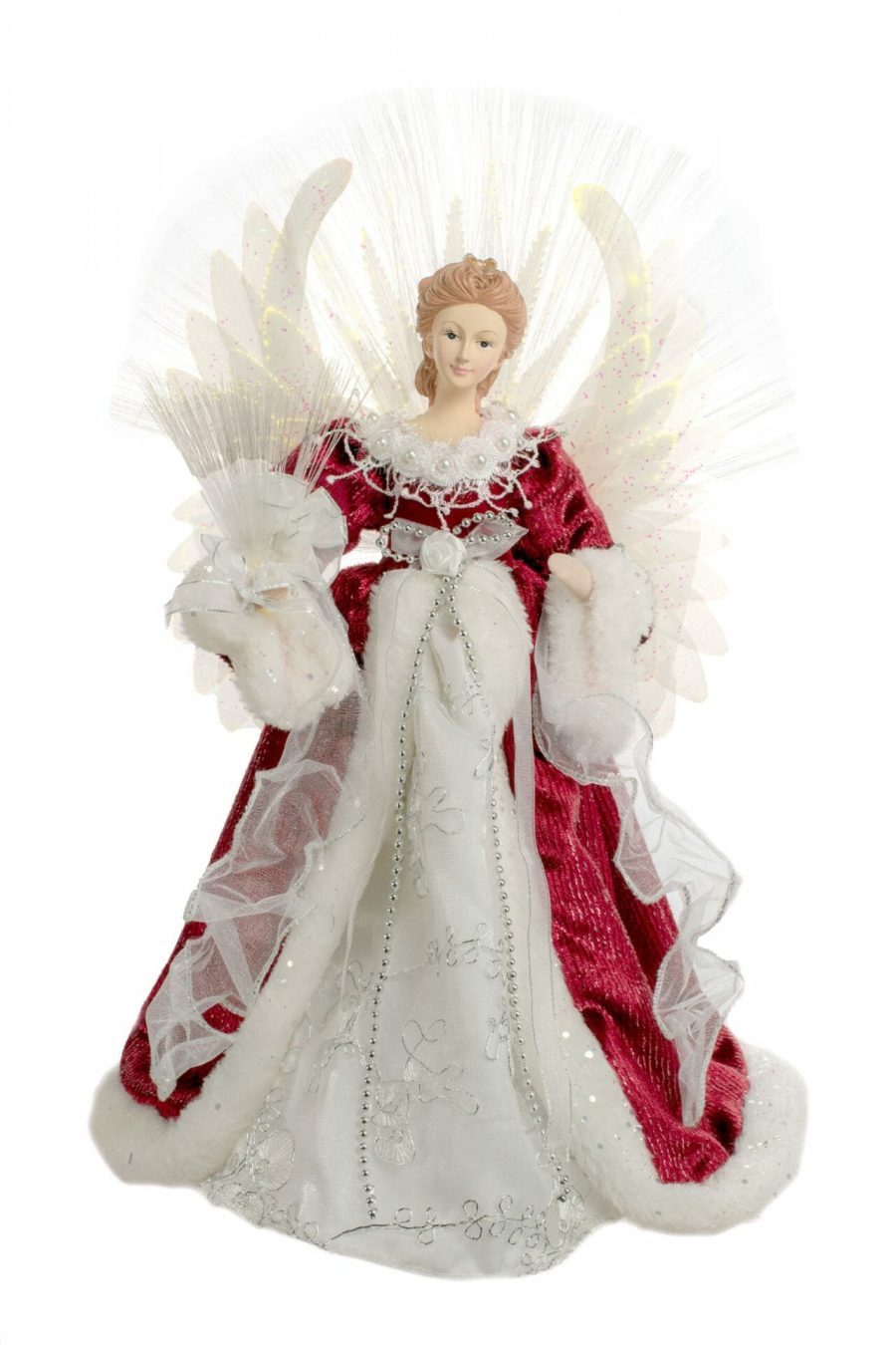 Red Large Modern Fiber Optic Angel Tree topper