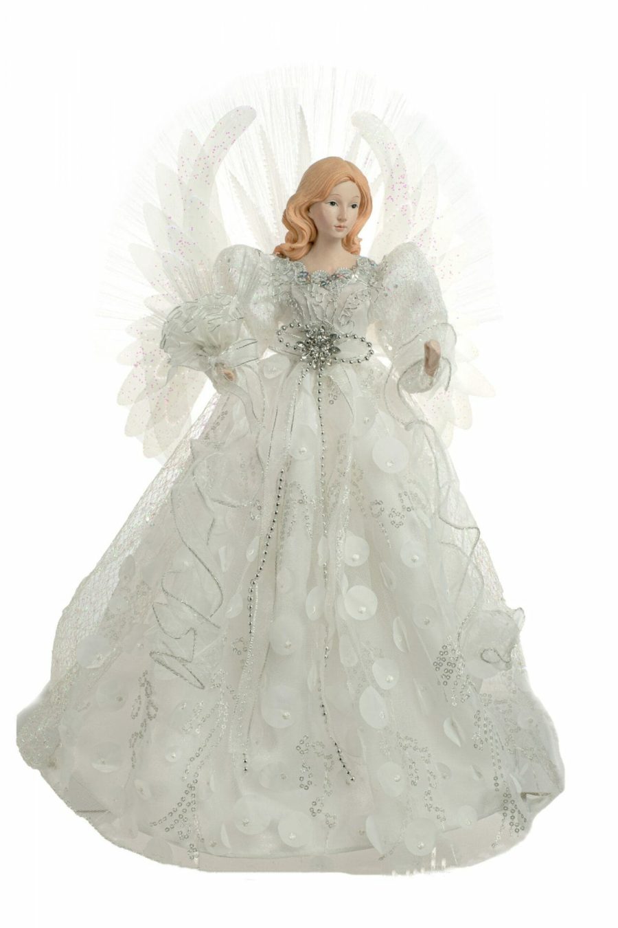 White Modern Fiber Optic Angel Tree topper
