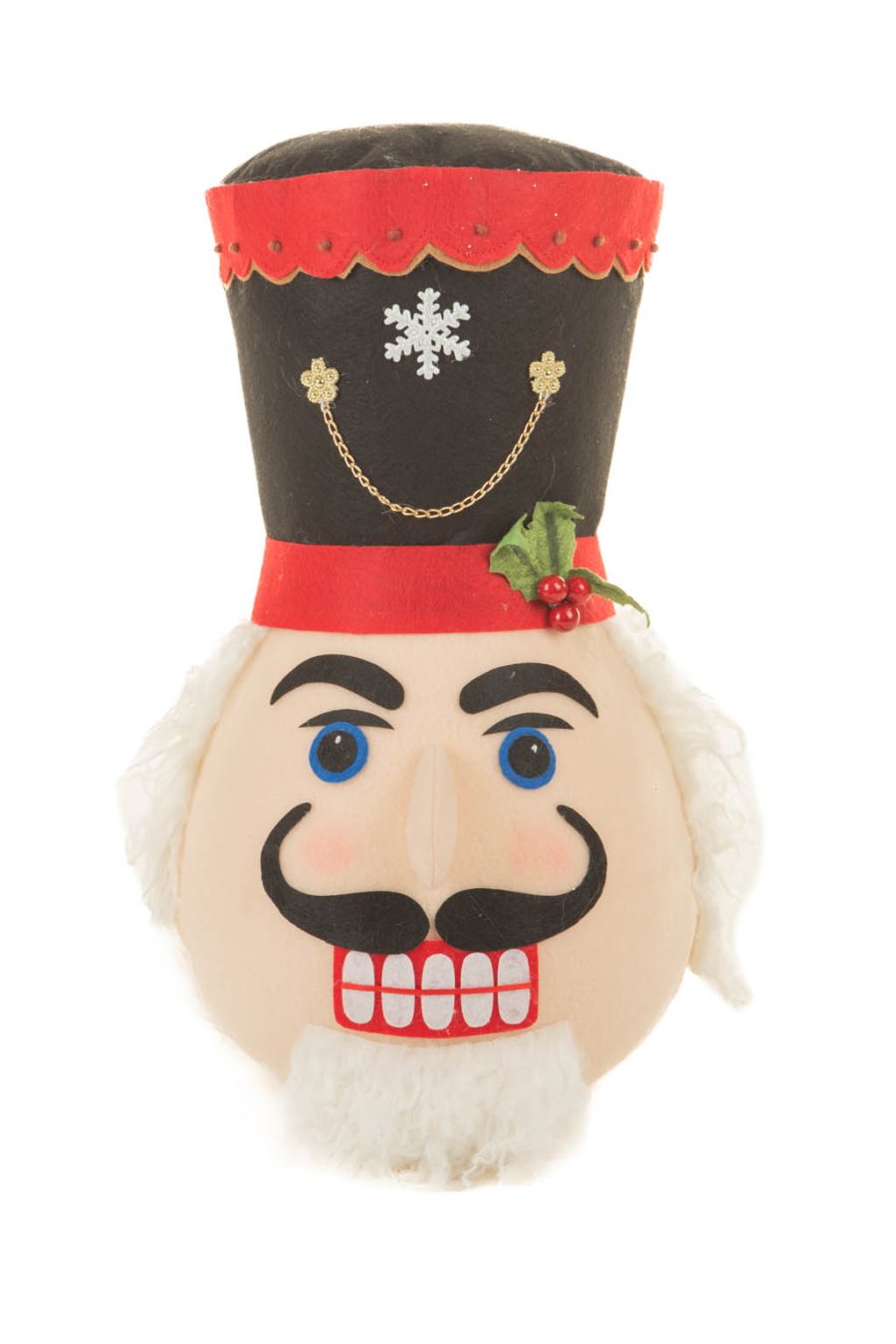 Beige and Red Nutcracker Tree Topper with a Glorious Military Shako