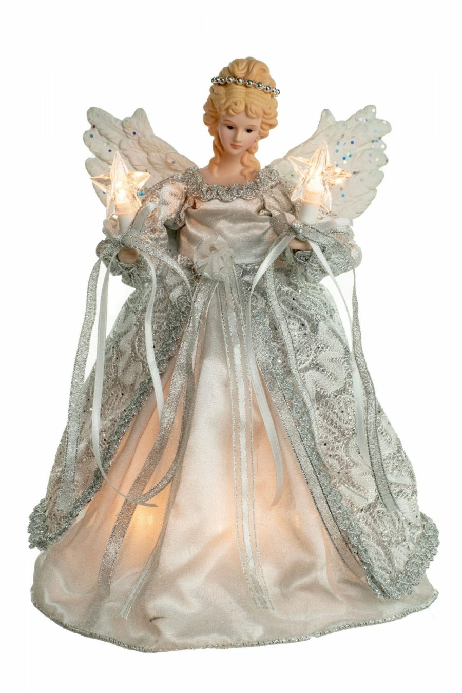 White Vintage 10-Light Angel Tree topper