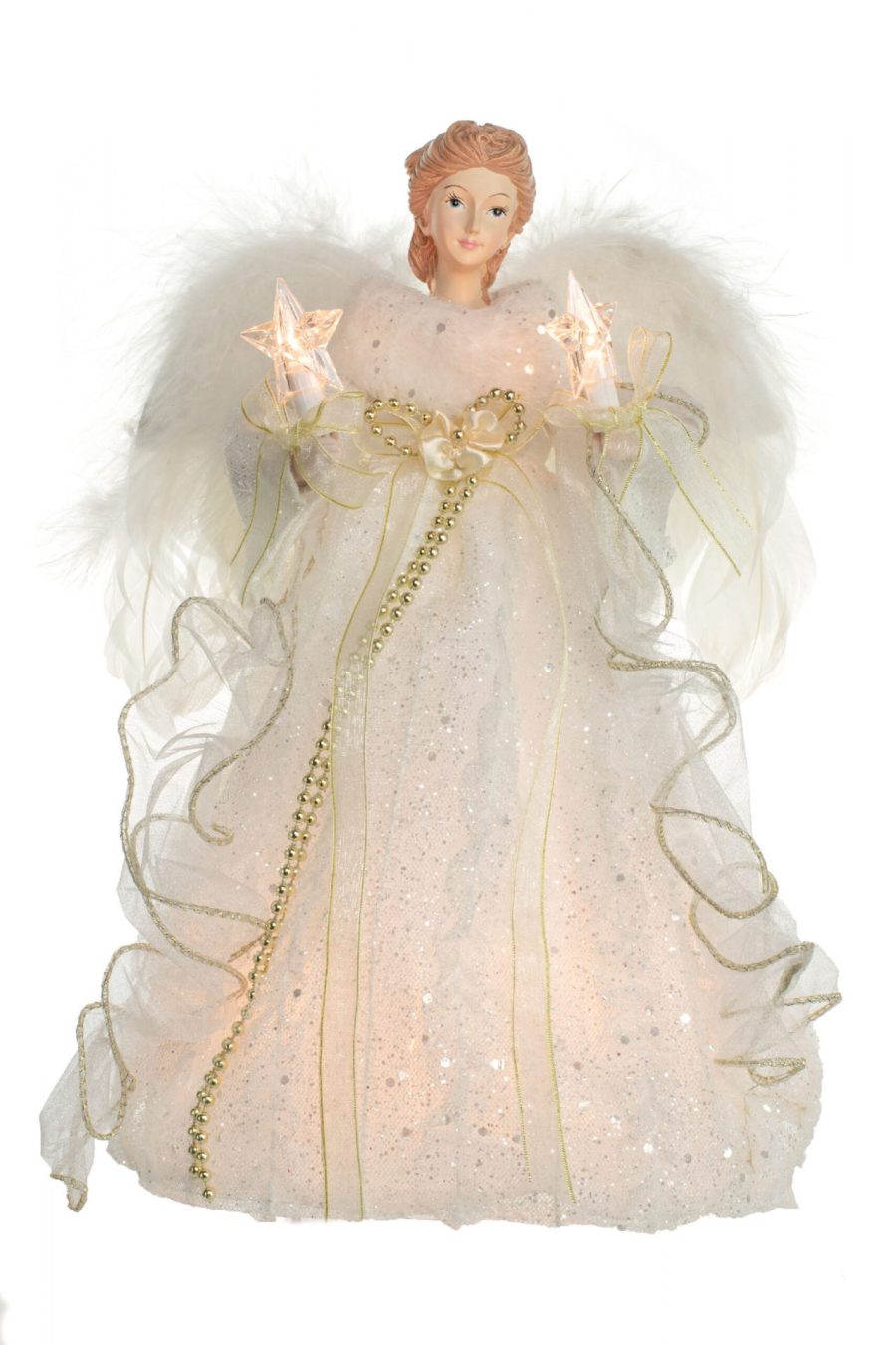 Ivory Modern 10-Light Angel Tree topper