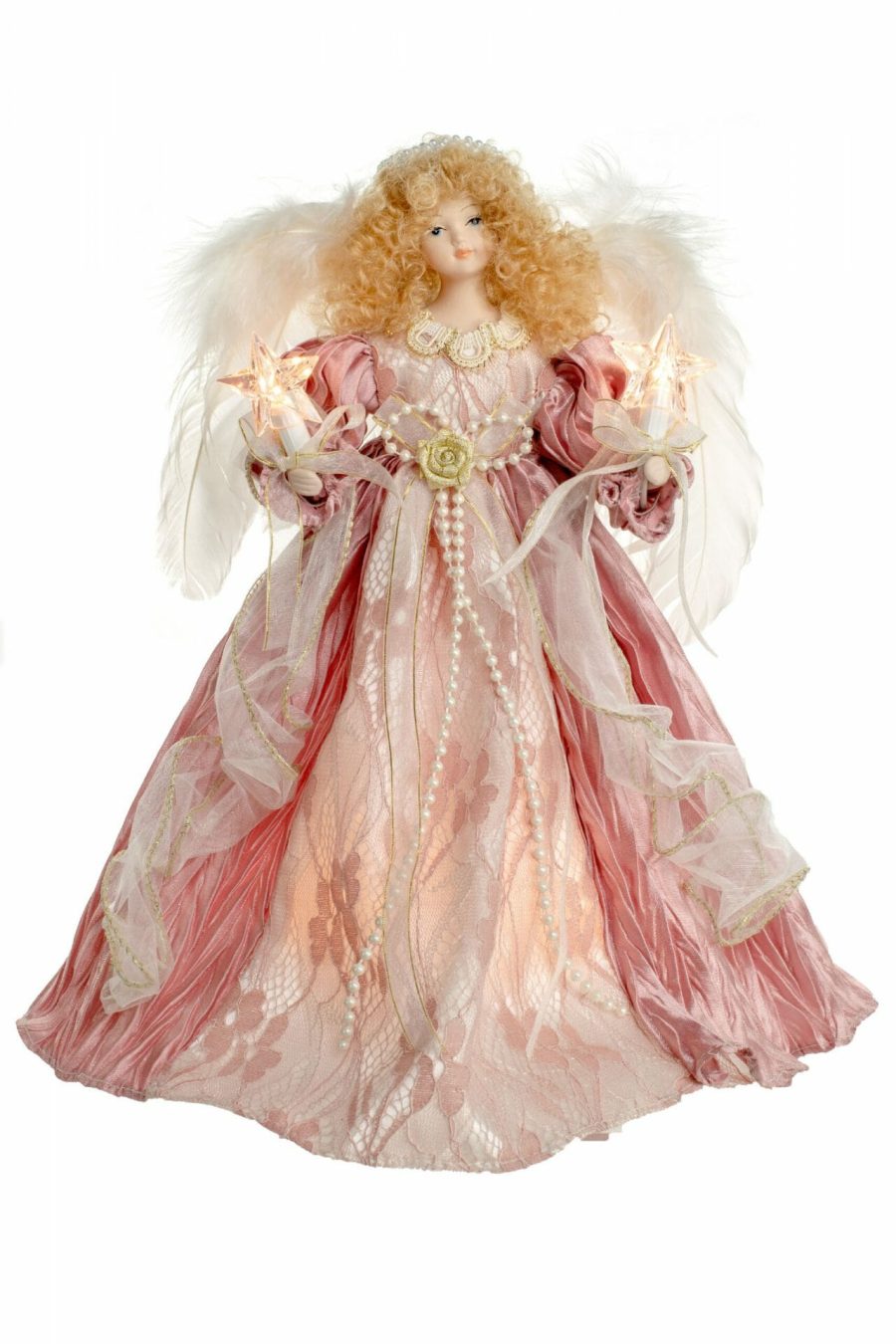 Pink 10-Light Angel Tree topper