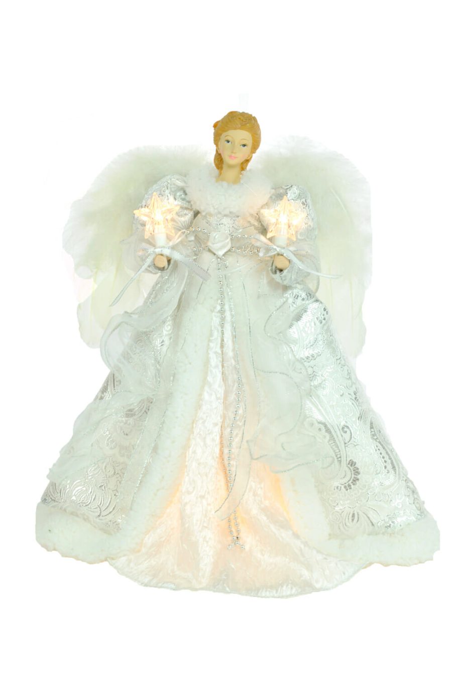 White Modern 10-Light Angel Tree topper