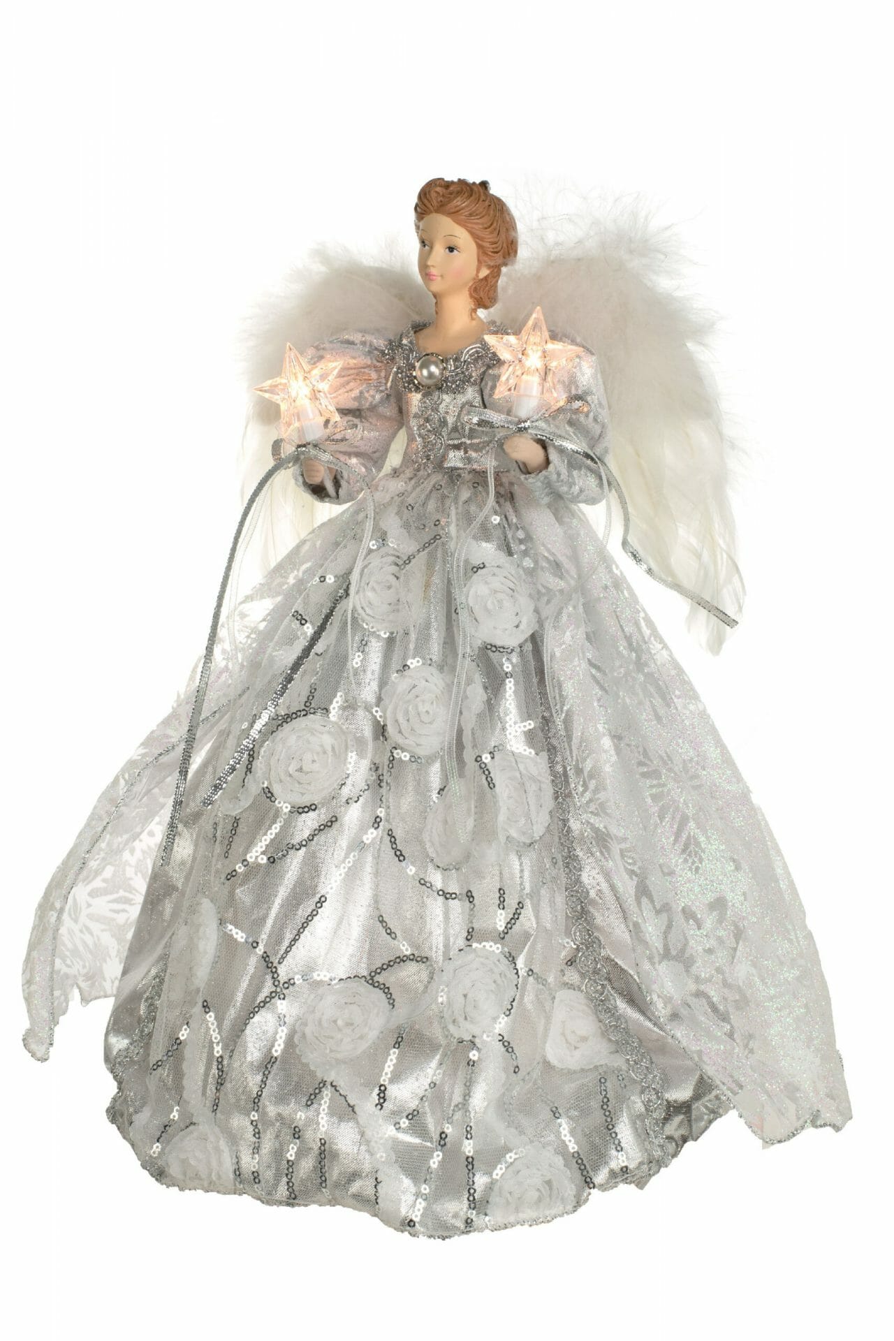 Silver Modern 10-Light Angel Tree topper - Image 2