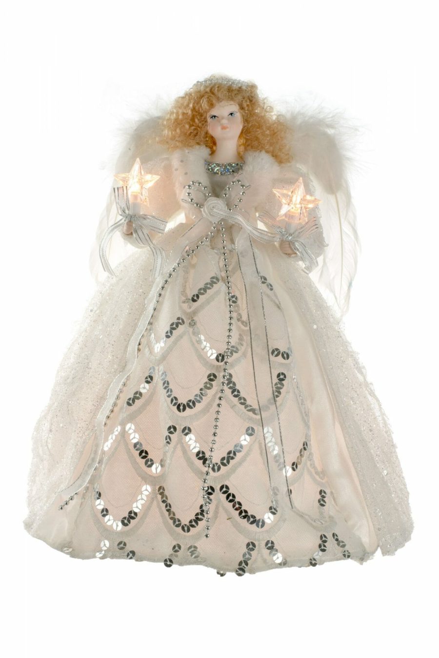 White 10-Light Angel Tree topper