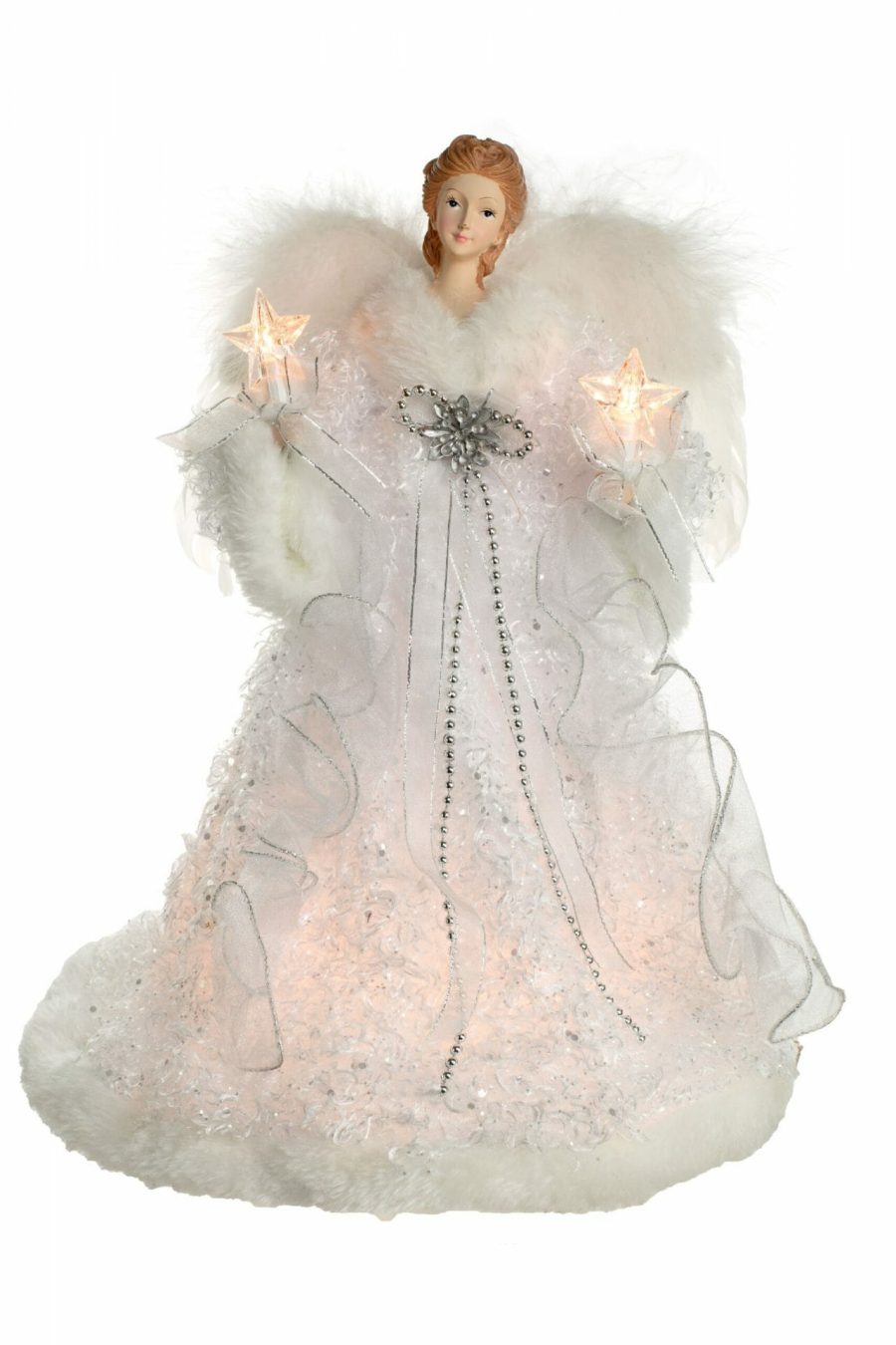 White Modern 10-Light Angel Tree topper