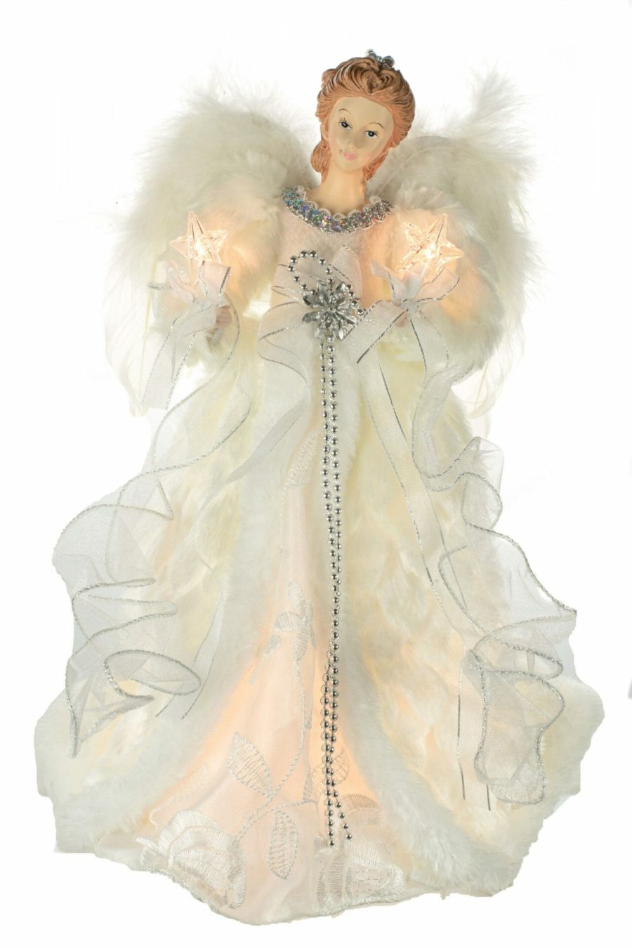 Ivory Modern 10-Light Angel Tree topper