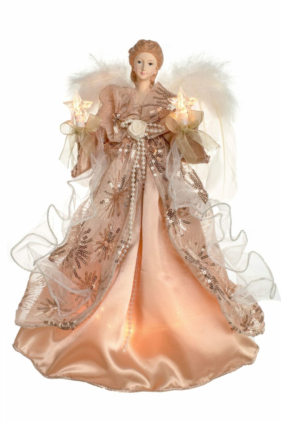 Coral-Peach Modern 10-Light Angel Tree topper