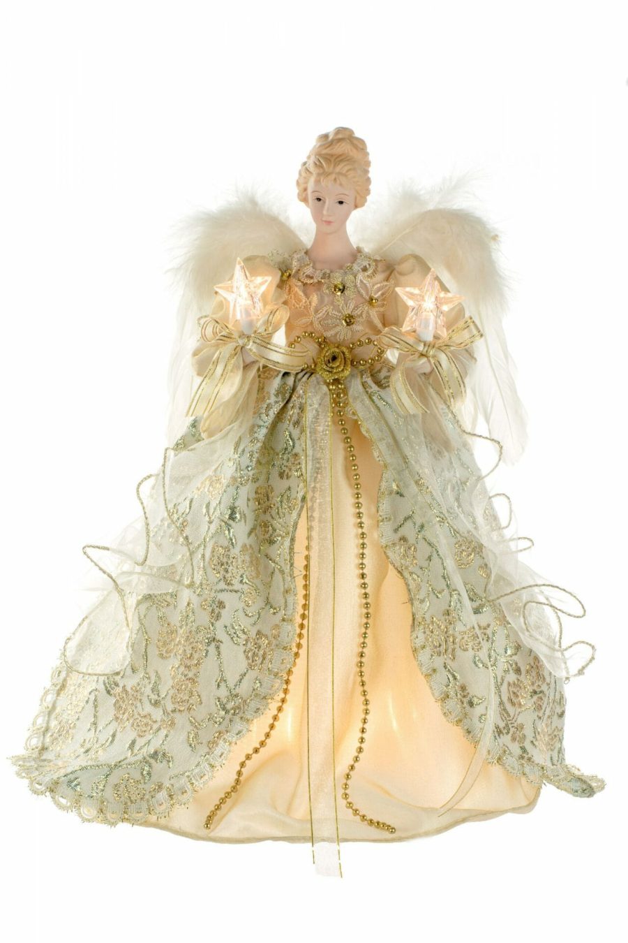 Beige Vintage 10-Light Angel Tree topper