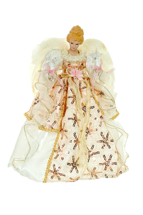 Pink Floral 10-Light Angel Tree Topper