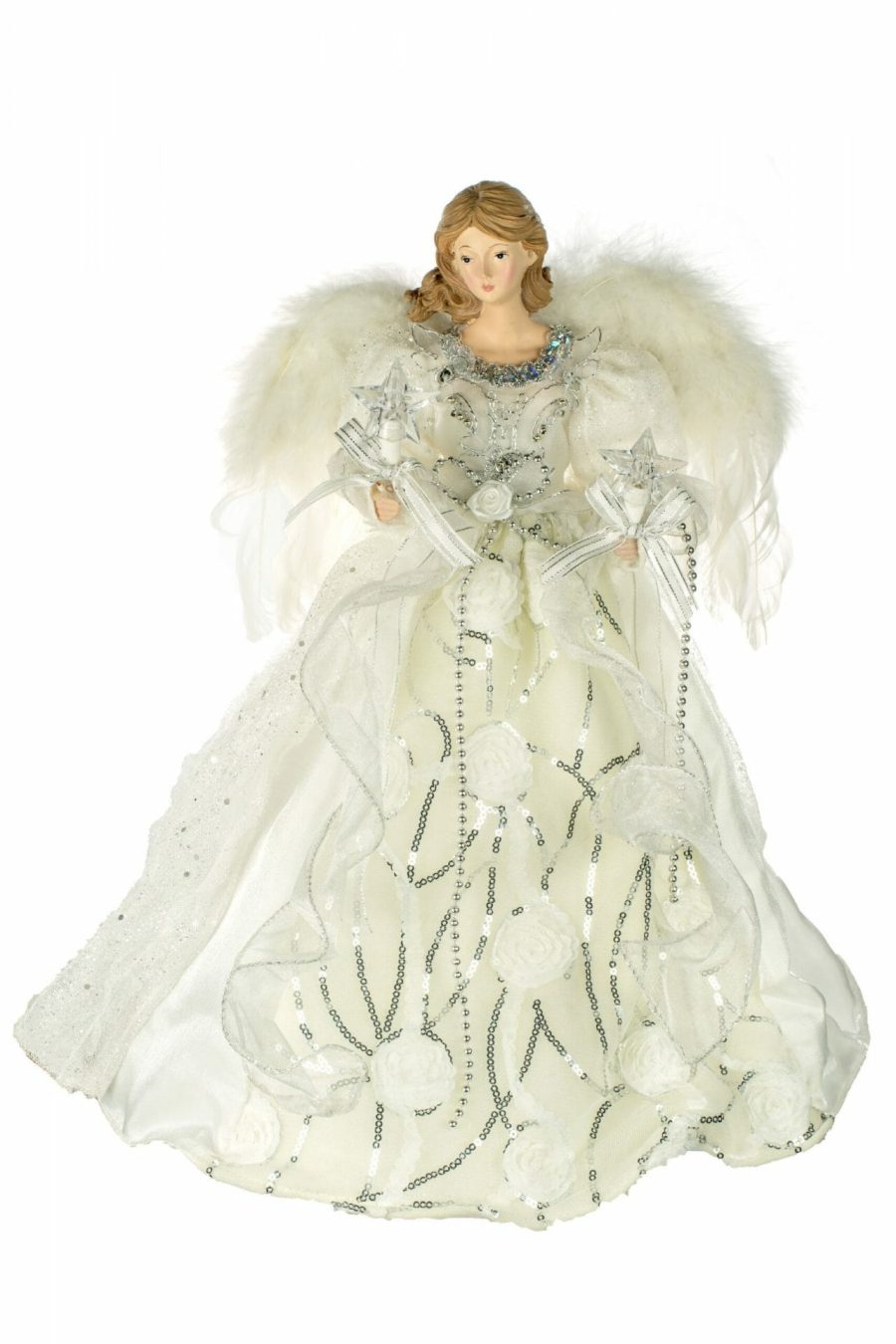 White Modern 10-Light Angel Tree topper