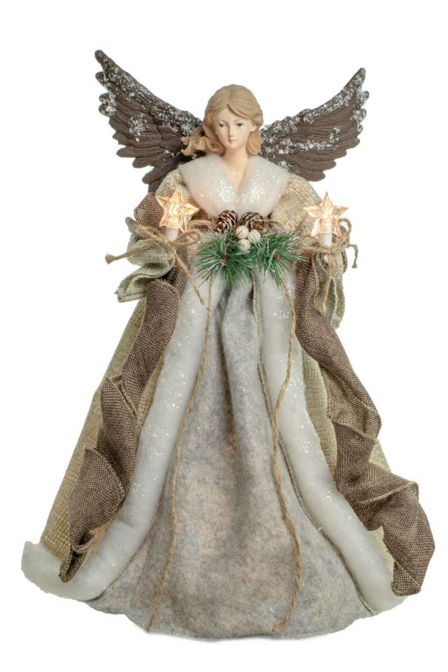 Light Brown Modern 10-Light Angel Tree topper
