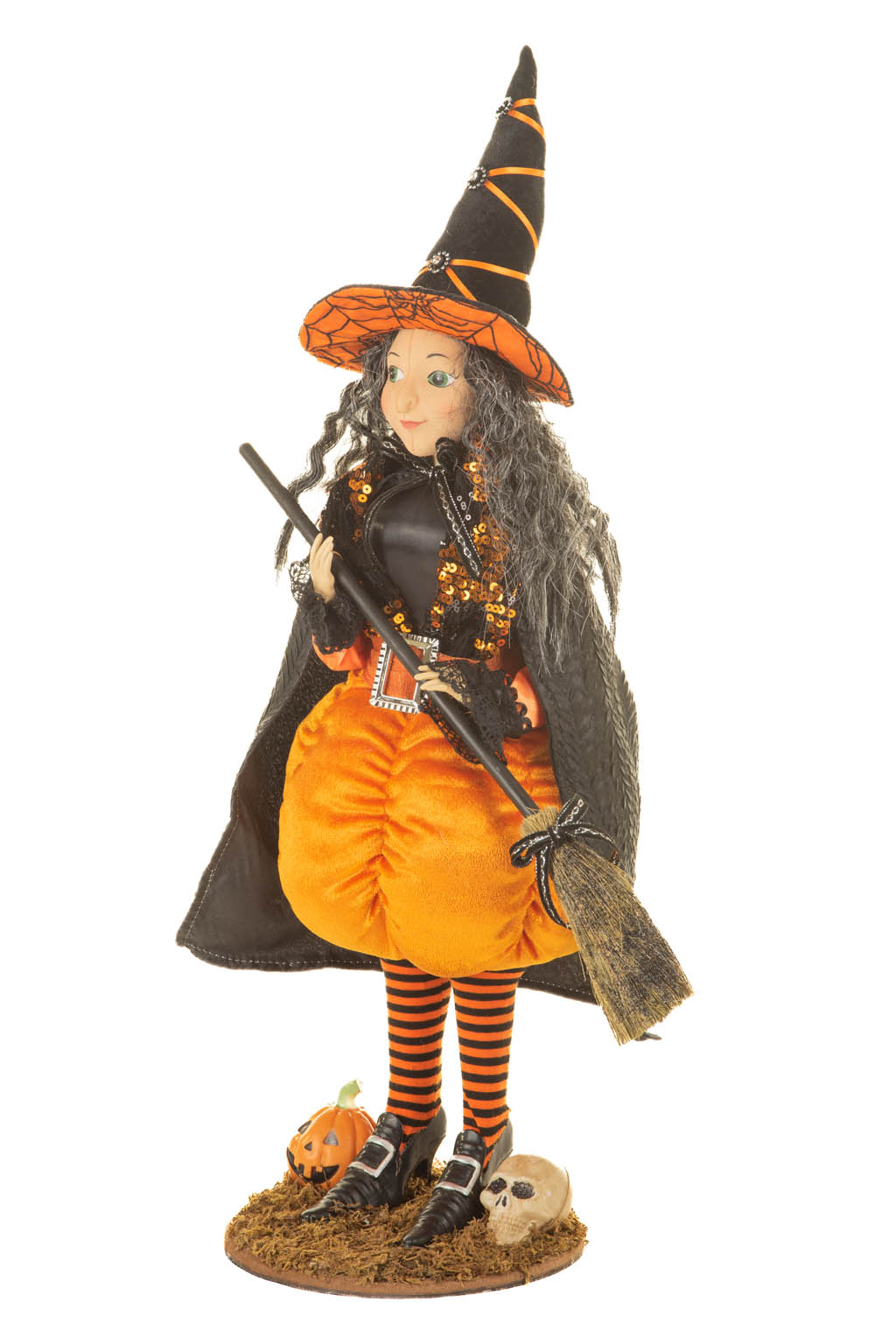 Black and Orange Sequin Funky Witch with Parachute Pants on Wispy Grass - Image 2