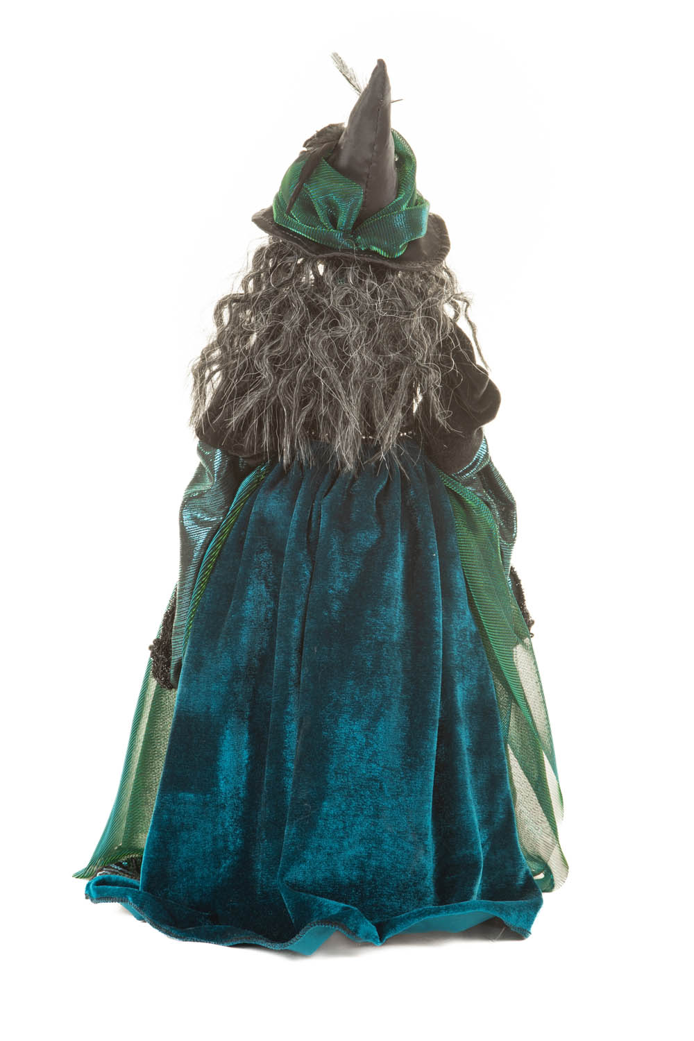 Glittery Emerald and Black Darkly Opulent Witch with Prescious Gemstones Adornment - Image 3