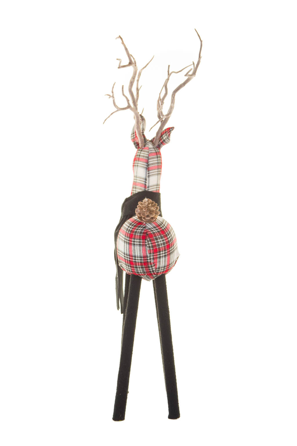 Black and Red Plaid Warm and Cozy Reindeer with a Pinecone Tail - Image 3