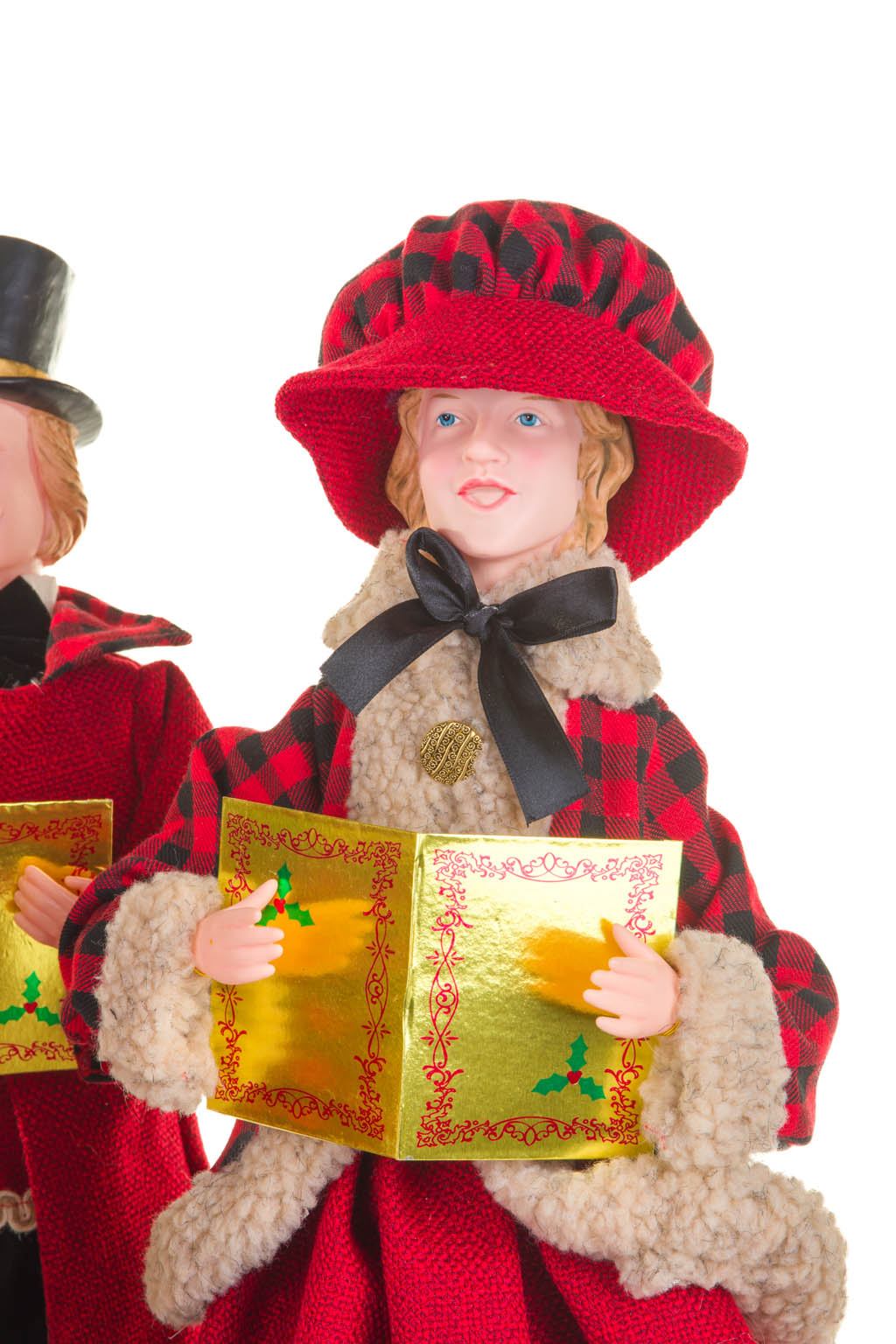 Red and Black Plaid Caroler Family with Golden Buttons , Set Of 4 - Image 6