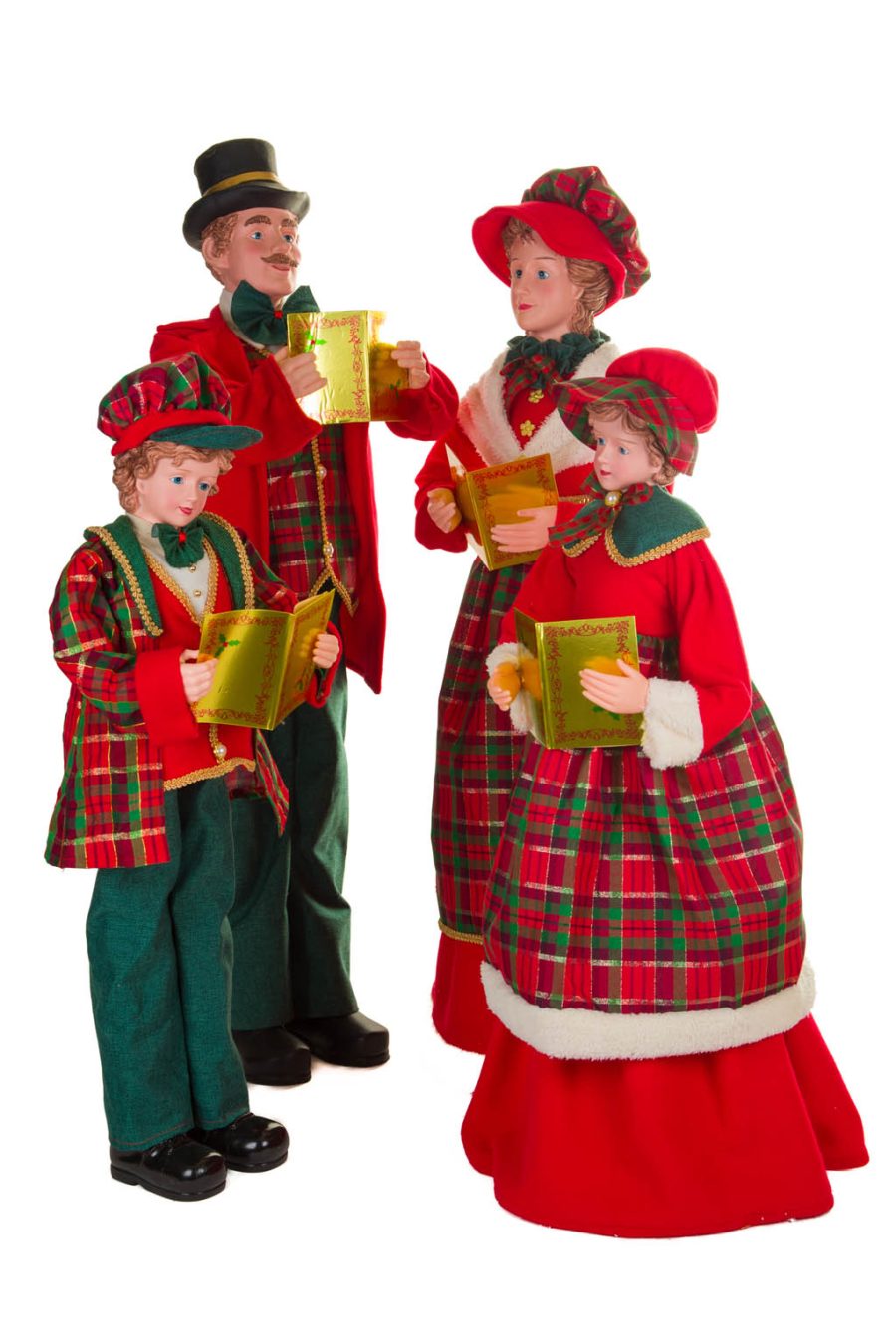 Red and Green Happy Caroler Family ,  Set Of 4