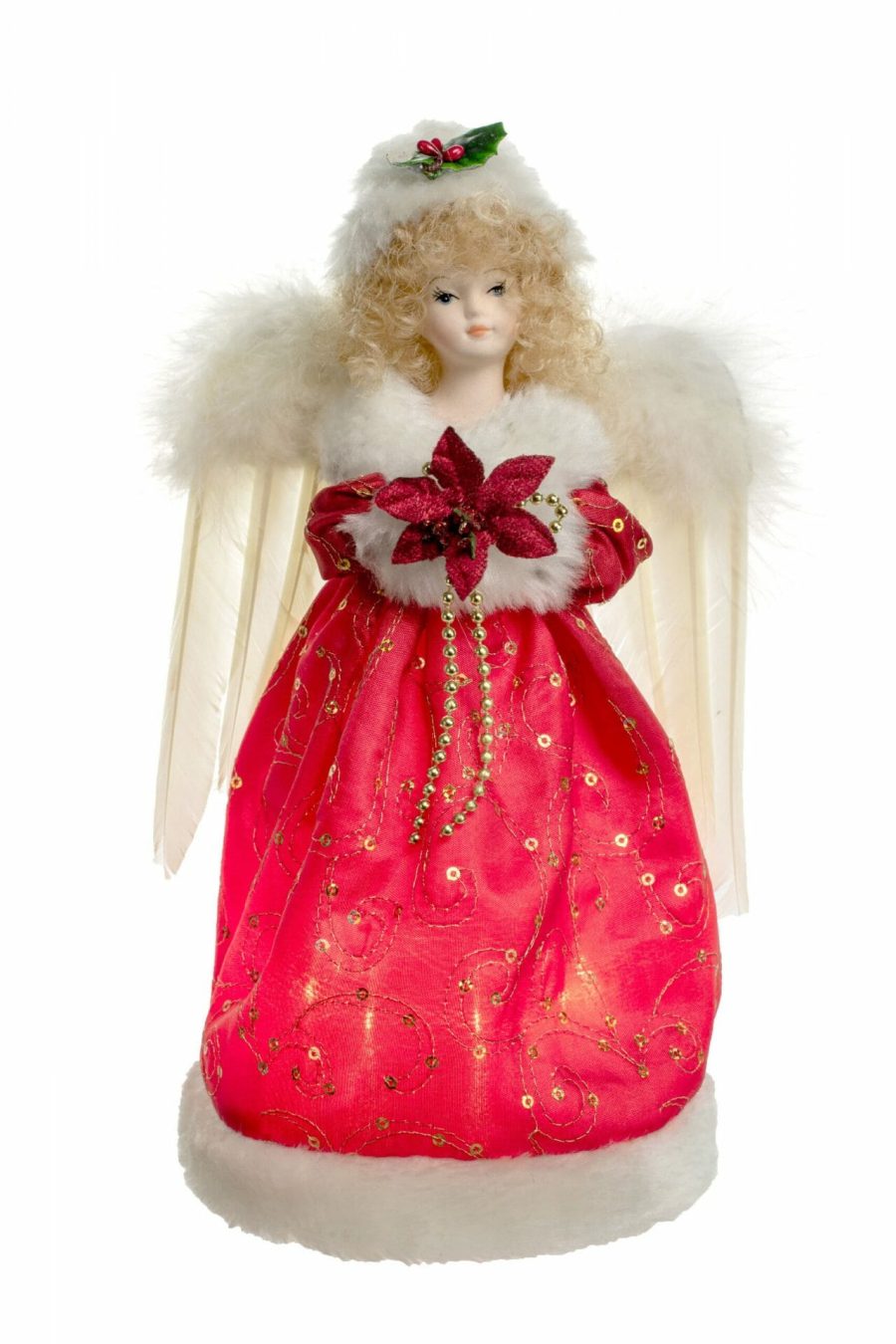 Red Small 10-Light Angel Tree topper