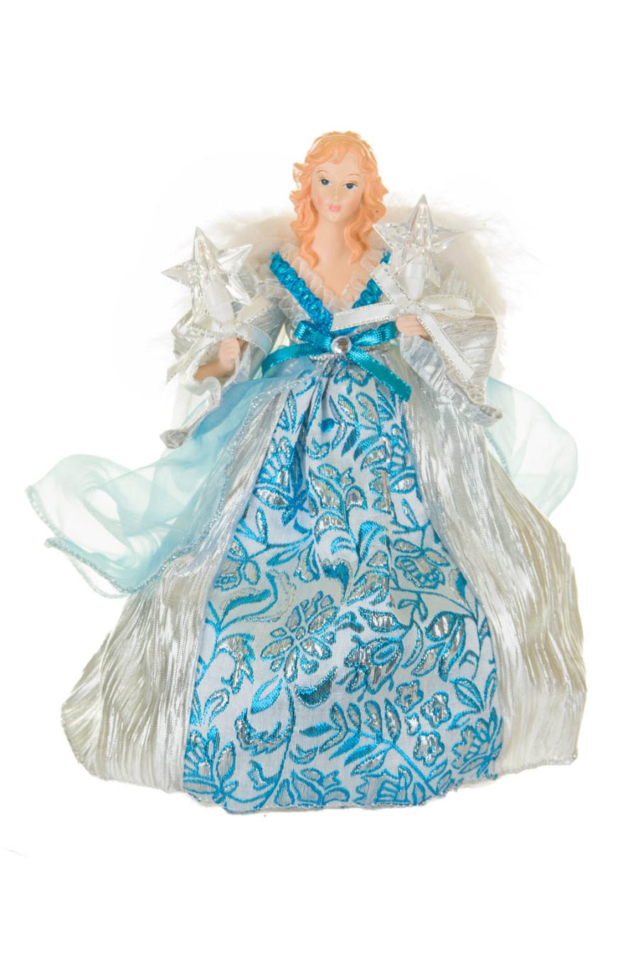 Cerulean and Silver Majestic Warm White LED Angel Tree Topper