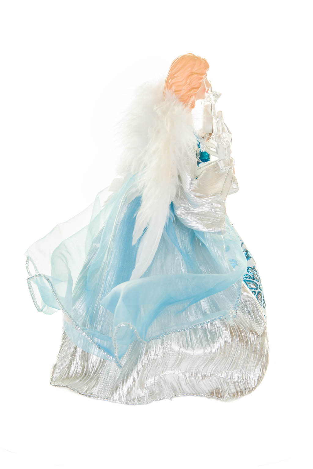 Cerulean and Silver Majestic Warm White LED Angel Tree Topper - Image 4