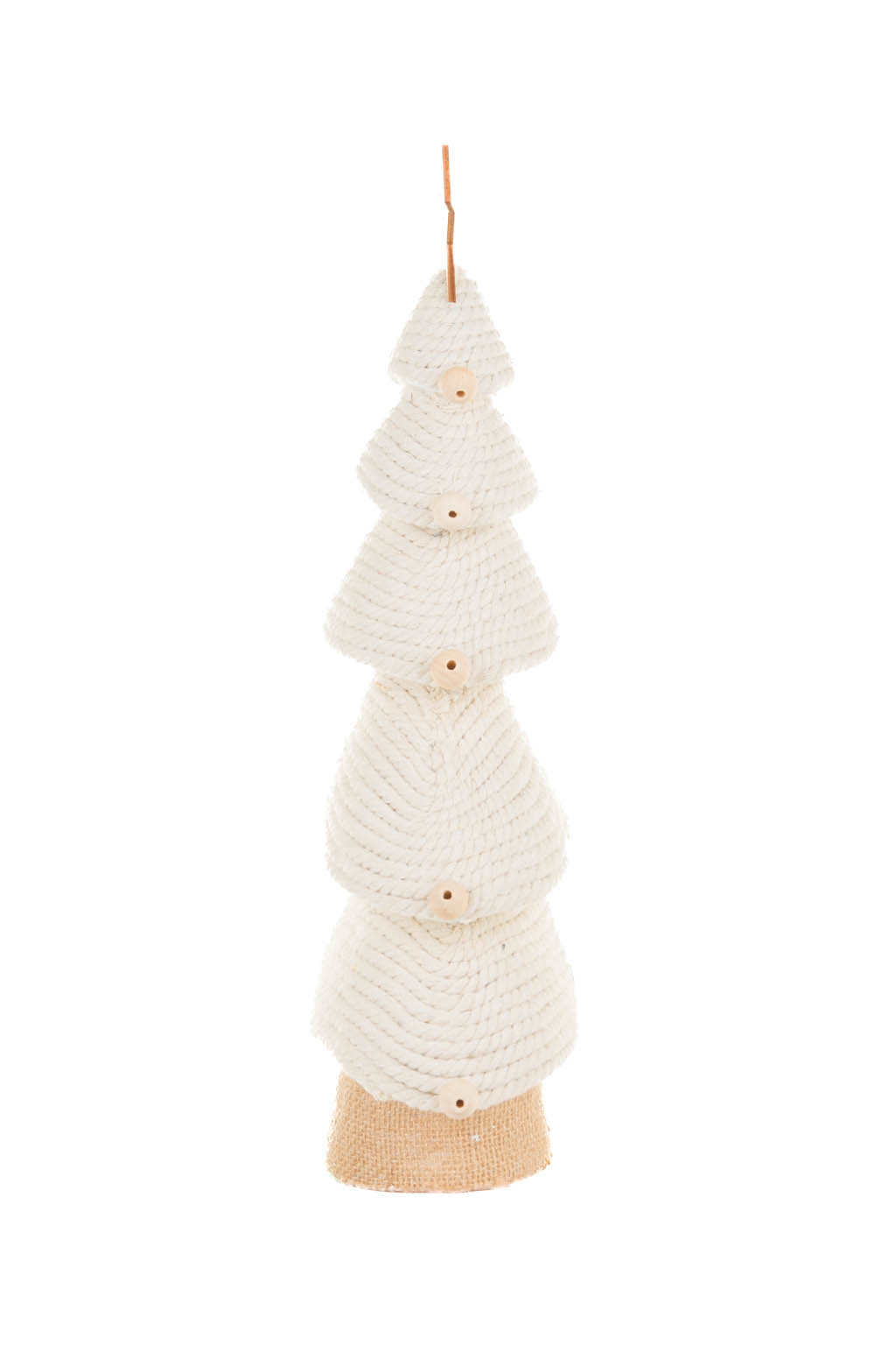 Cream and Natural Topped with Wooden Star Basketweave 5 Tier Christmas Tree - Image 3