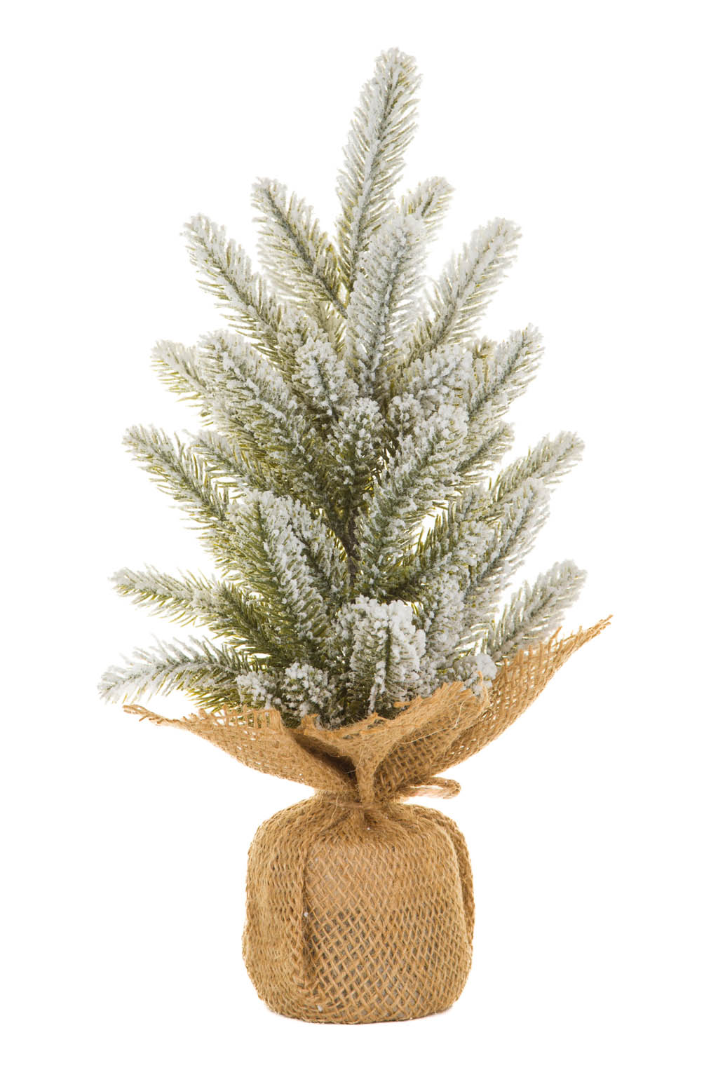 Frosted Green and White Christmas Tree with Burlap Wrapped Base - Image 2