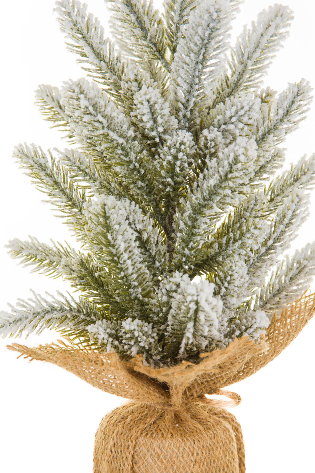 Frosted Green and White Christmas Tree with Burlap Wrapped Base - Image 3