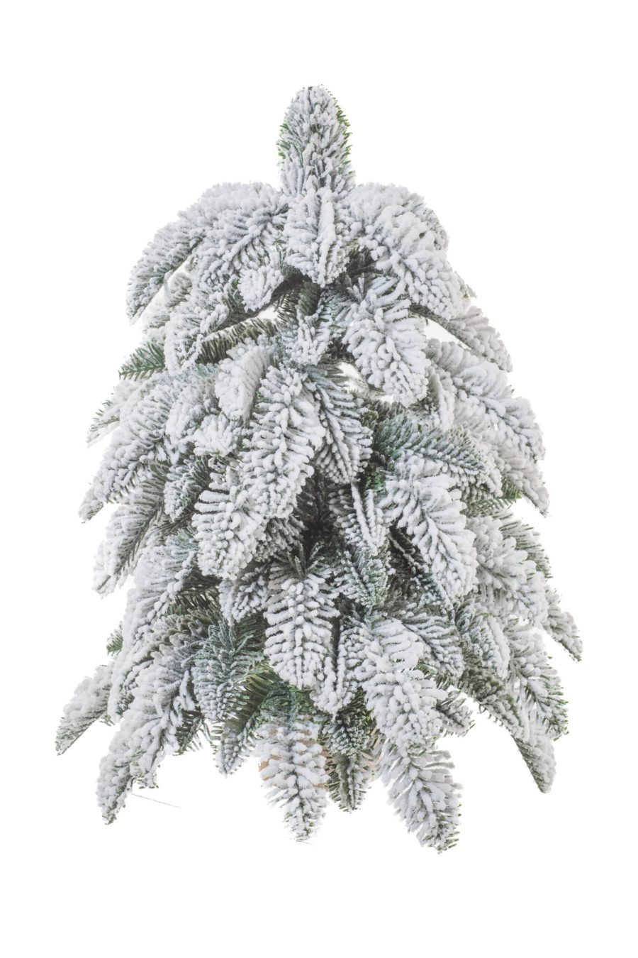 White/Green PE Weeping Frosted Evergreen Table Top Tree with Wooden Base