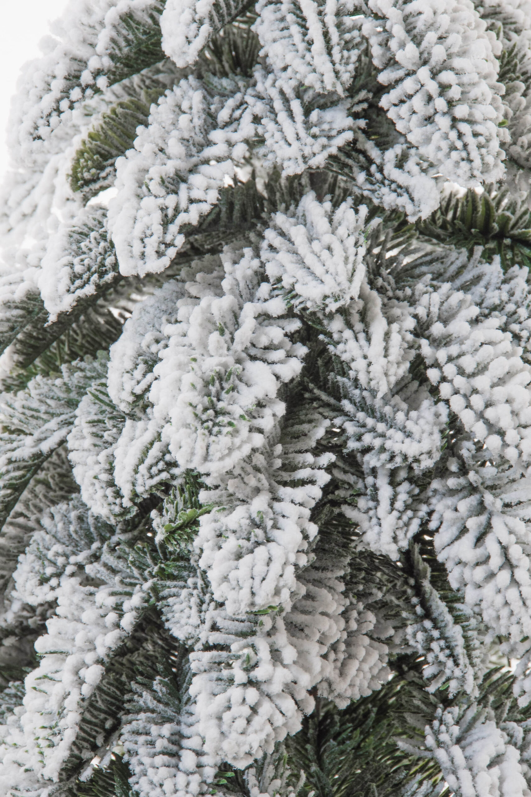 White/Green PE Weeping Frosted Evergreen Table Top Tree with Wooden Base - Image 2