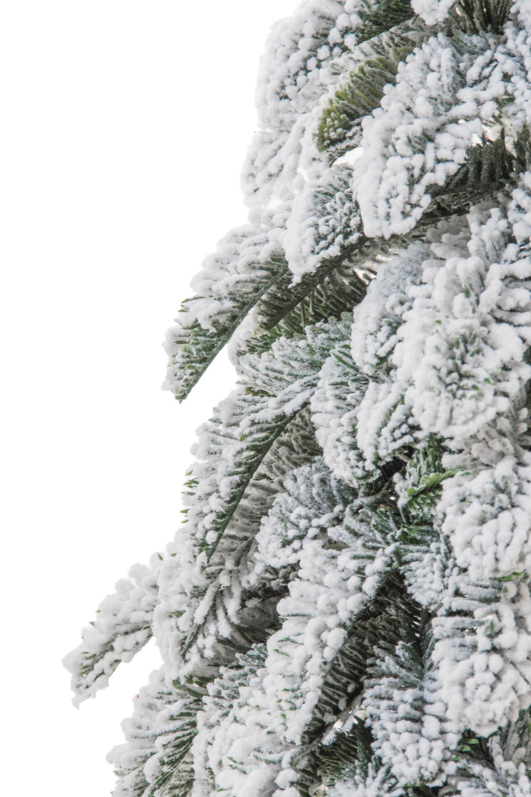 White/Green PE Weeping Frosted Evergreen Table Top Tree with Wooden Base - Image 3