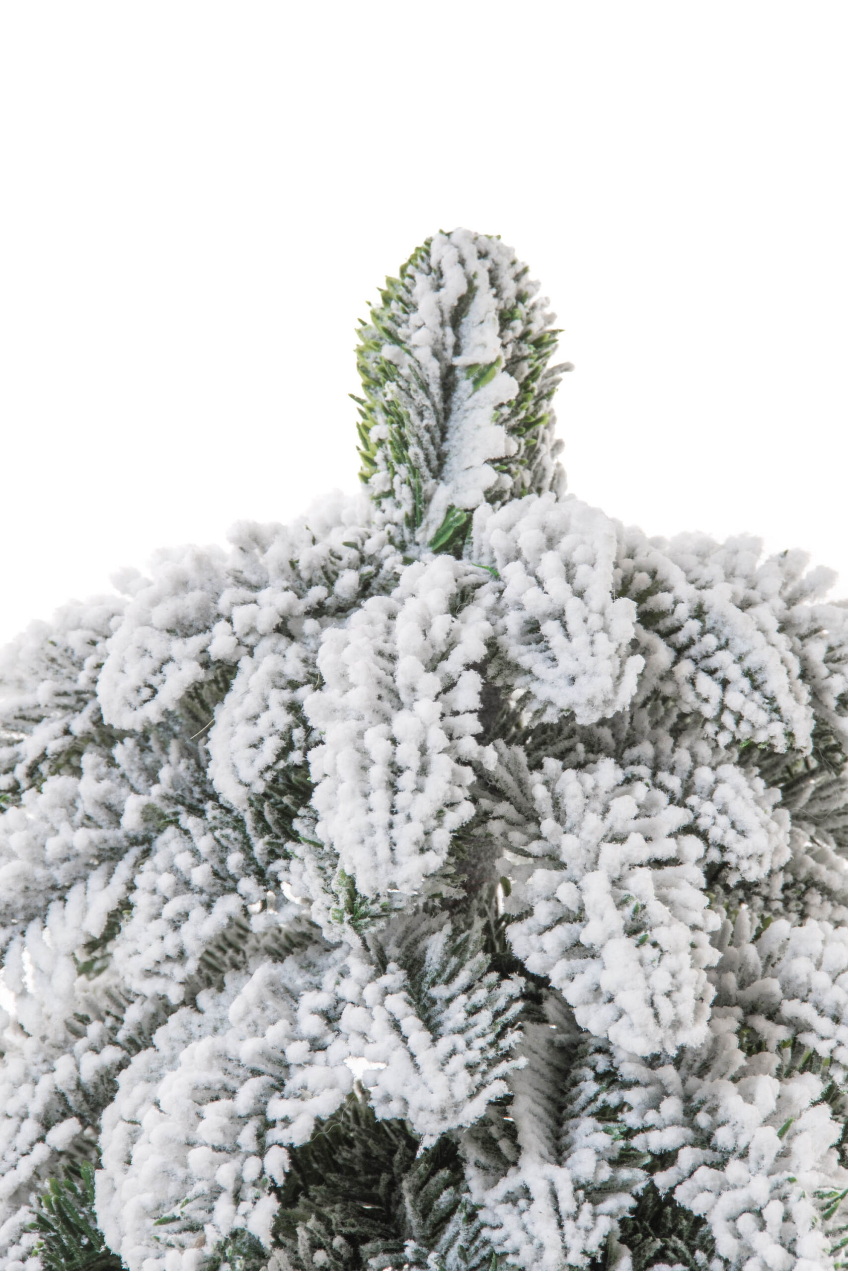 White/Green PE Weeping Frosted Evergreen Table Top Tree with Wooden Base - Image 4